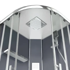 GoodHome Cabine de douche hydromassante quart de cercle 90 x 90 cm, profilés chromés, Beloya* Cabine De Douche