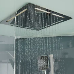 GoodHome Cabine de douche hydromassante quart de cercle 90 x 90 cm, profilés chromés, Beloya* Cabine De Douche