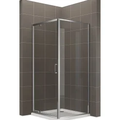 Saniverre Cabine de douche IBEA H.190 cm porte pivotante verre transparent 90 x 90 cm -* Cabine De Douche