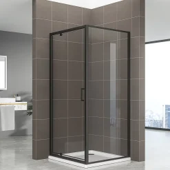 Saniverre Cabine de douche IBEABLACK H.190 cm porte pivotante verre transparent 90 x 90 cm -