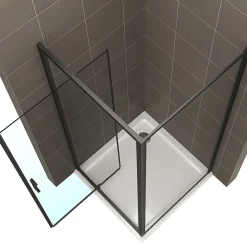 Saniverre Cabine de douche IBEABLACK H.190 cm porte pivotante verre transparent 90 x 90 cm -