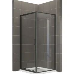 Saniverre Cabine de douche IBEABLACK H.190 cm porte pivotante verre transparent 80 x 80 cm -