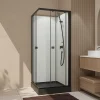 Galedo Cabine de douche intégrale carrée noir, L.80 x l.80 x H.200 cm, portes coulissantes, Julie