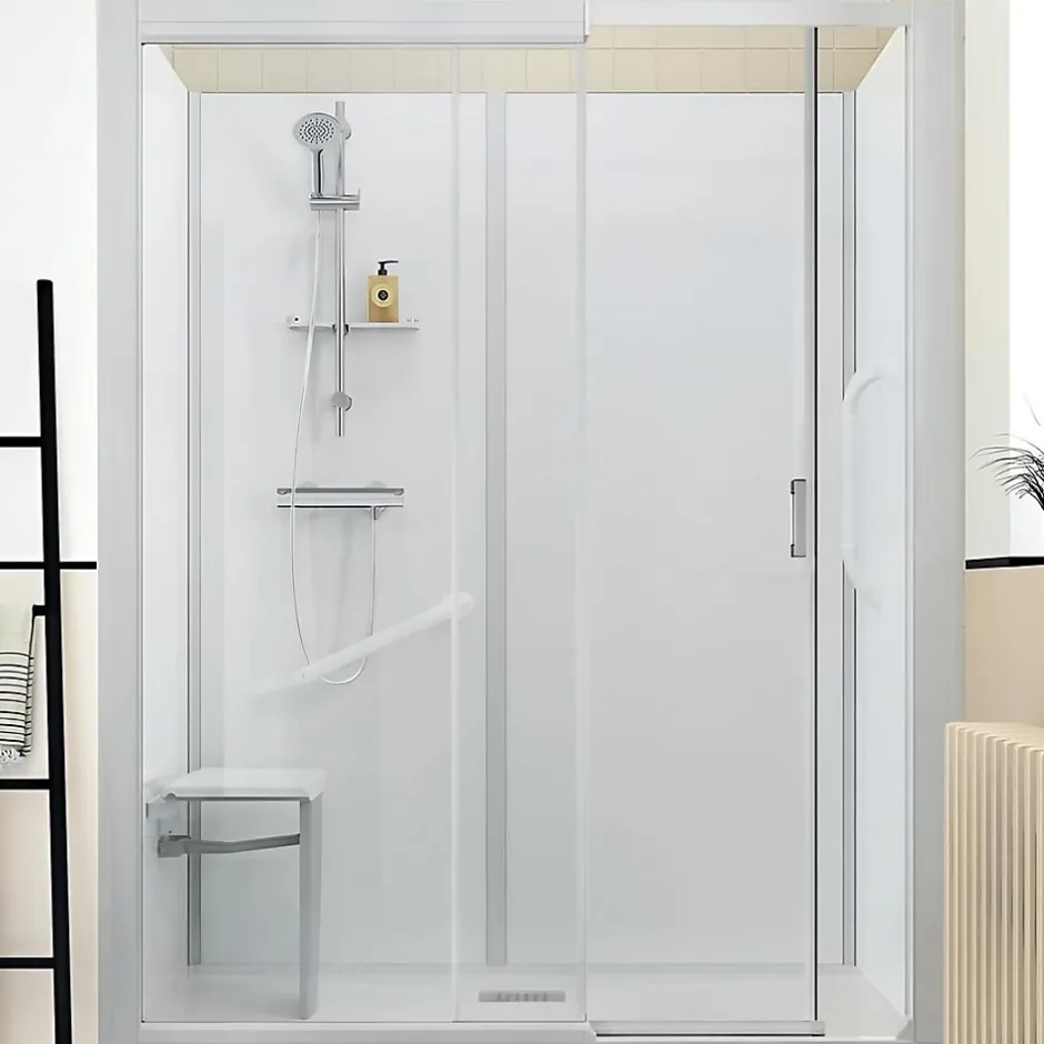 Kinedo Cabine de douche Kinemagic Sérénité Plus 140x80 niche haute coulissante verre transparent avec mitigeur