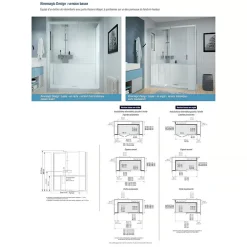 Kinedo Cabine de douche Kinemagic Design 120x80 habillage toute hauteur 1 porte pivotante verre transparent avec mitigeur