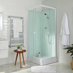 Cabine de douche l.80 x L.80 x H.200 cm – blanche, avec mitigeur et douchette, GoodHome Arkell* Cabine De Douche