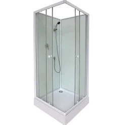 Cabine de douche l.80 x L.80 x H.200 cm – blanche, avec mitigeur et douchette, GoodHome Arkell* Cabine De Douche