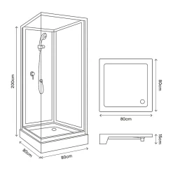 Cabine de douche l.80 x L.80 x H.200 cm – blanche, avec mitigeur et douchette, GoodHome Arkell* Cabine De Douche