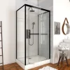 Galedo Cabine de douche l.80 x L.110 x H.230 cm – porte pivotante, style industriel noir & blanc avec profilés noirs, City* Cabine De Douche