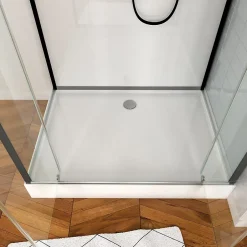 Galedo Cabine de douche l.80 x L.110 x H.230 cm – porte pivotante, style industriel noir & blanc avec profilés noirs, City* Cabine De Douche