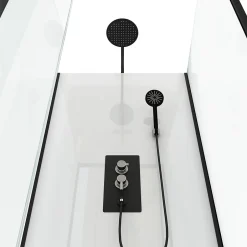 Galedo Cabine de douche l.80 x L.110 x H.230 cm – porte pivotante, style industriel noir & blanc avec profilés noirs, City* Cabine De Douche