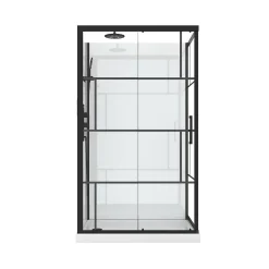 Galedo Cabine de douche l.80 x L.110 x H.210 cm – mitigeur mécanique, blanc et noir effet verrière, Graphic* Cabine De Douche