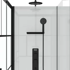 Galedo Cabine de douche l.80 x L.110 x H.210 cm – mitigeur mécanique, blanc et noir effet verrière, Graphic* Cabine De Douche