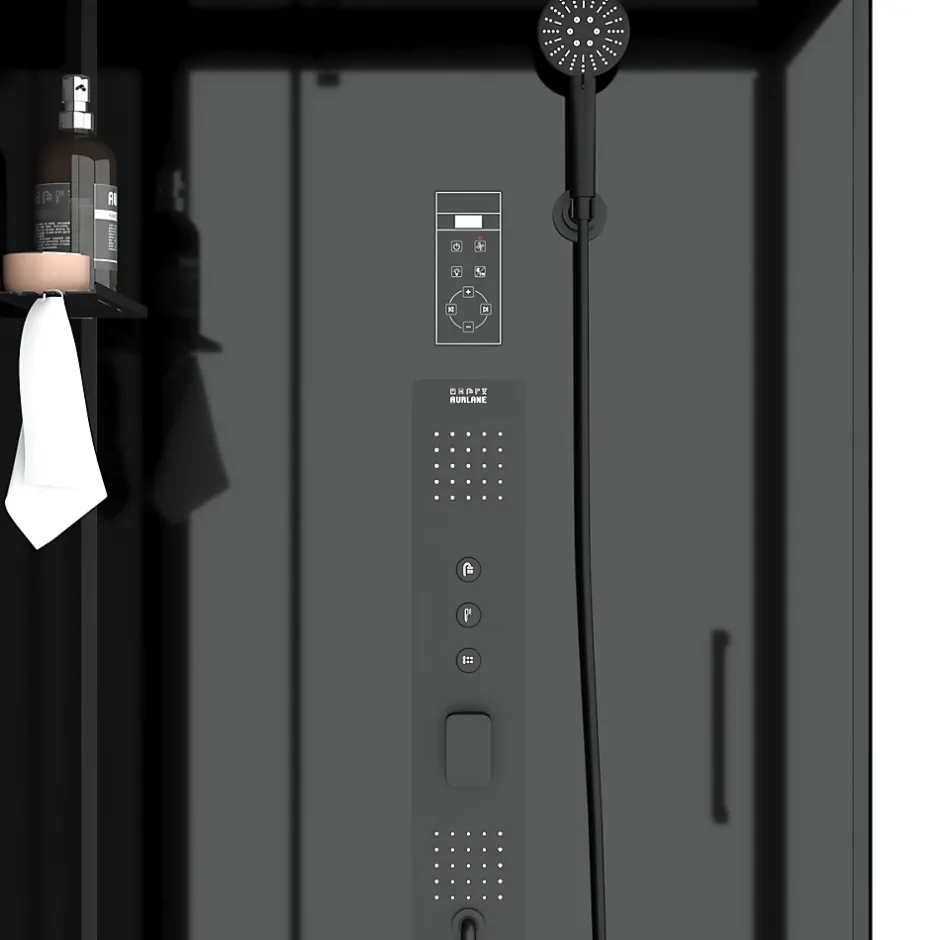 Galedo Cabine de douche l.90 x L.90 x H.218 cm – hydromassante connectée, Bluetooth, noir & blanc, Aura Square* Cabine De Douche