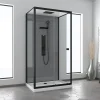 Galedo Cabine de douche L.110 x l.80 x H.207,5 cm – hydromassante multijets, receveur bas, bouton push, Trendy Grey
