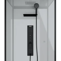 Galedo Cabine de douche L.110 x l.80 x H.207,5 cm – hydromassante multijets, receveur bas, bouton push, Trendy Grey