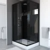 Galedo Cabine de douche l.80 x L.110 x H.215 cm – design noir, hydromassante, miroir intégré, porte coulissante, Mirror 2