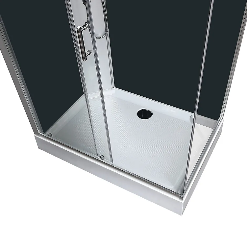GoodHome Cabine de douche l.80 x L.120 x H.225 cm – hydromassante, grise, profilés chromés, montage rapide, Onega* Cabine De Douche