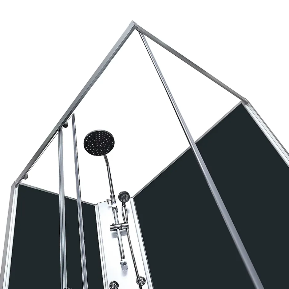 GoodHome Cabine de douche l.80 x L.120 x H.225 cm – hydromassante, grise, profilés chromés, montage rapide, Onega* Cabine De Douche
