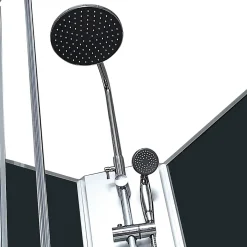 GoodHome Cabine de douche l.80 x L.120 x H.225 cm – hydromassante, grise, profilés chromés, montage rapide, Onega* Cabine De Douche