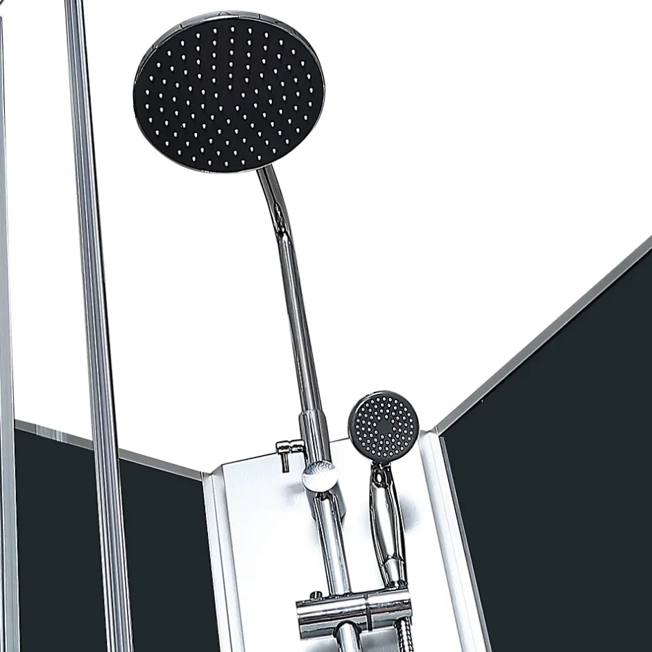GoodHome Cabine de douche l.80 x L.120 x H.225 cm – hydromassante, grise, profilés chromés, montage rapide, Onega* Cabine De Douche