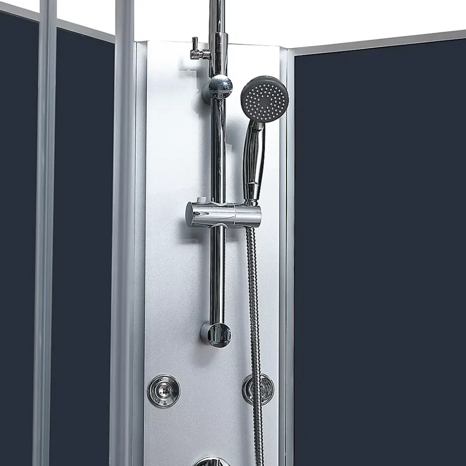 GoodHome Cabine de douche l.80 x L.120 x H.225 cm – hydromassante, grise, profilés chromés, montage rapide, Onega* Cabine De Douche