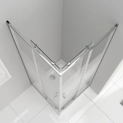 Saniverre Cabine de douche LANA portes coulissantes H.180 cm verre 6 mm semi-opaque 80 x 80 cm -