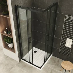 Saniverre Cabine de douche LANABLACK H.180 cm portes coulissantes verre 6 mm transparent 90 x 90 cm -* Cabine De Douche