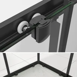 Saniverre Cabine de douche LANABLACK H.190 cm portes coulissantes verre 6 mm transparent 90 x 100 cm -