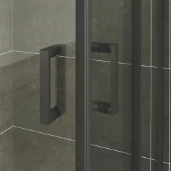 Saniverre Cabine de douche LANABLACK H.190 cm portes coulissantes verre 6 mm transparent 90 x 100 cm -