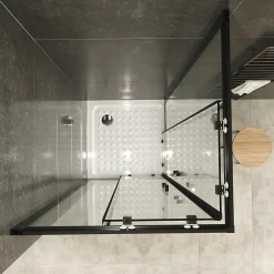 Saniverre Cabine de douche LANABLACK H.185 cm portes coulissantes verre 6 mm transparent 75 x 75 cm -* Cabine De Douche