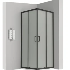 Saniverre Cabine de douche LANABLACK H.185 cm portes coulissantes verre 6 mm opaque 80 x 80 cm -