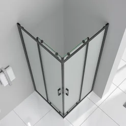 Saniverre Cabine de douche LANABLACK H.185 cm portes coulissantes verre 6 mm opaque 80 x 80 cm -