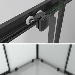 Saniverre Cabine de douche LANABLACK H.185 cm portes coulissantes verre 6 mm opaque 80 x 80 cm -