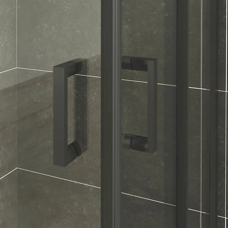 Saniverre Cabine de douche LANABLACK H.185 cm portes coulissantes verre 6 mm transparent 80 x 90 cm -* Cabine De Douche
