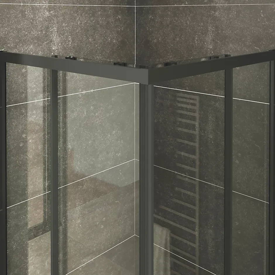 Saniverre Cabine de douche LANABLACK H.185 cm portes coulissantes verre 6 mm transparent 80 x 90 cm -* Cabine De Douche