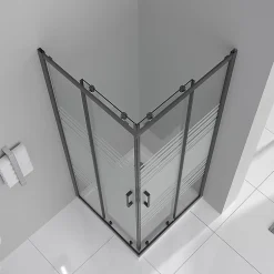 Saniverre Cabine de douche LANABLACK H.180 cm portes coulissantes verre 6 mm semi-opaque 80 x 80 cm -* Cabine De Douche