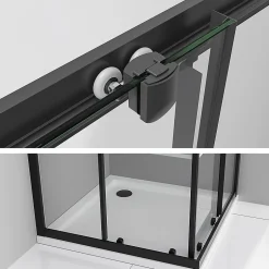 Saniverre Cabine de douche LANABLACK H.180 cm portes coulissantes verre 6 mm semi-opaque 80 x 80 cm -* Cabine De Douche
