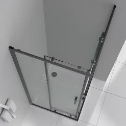 Saniverre Cabine de douche LANABLACK H.180 cm portes coulissantes verre 6 mm semi-opaque 80 x 80 cm -* Cabine De Douche