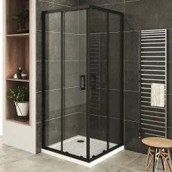 Saniverre Cabine de douche LANABLACK H.180 cm portes coulissantes verre 6 mm transparent 70 x 70 cm -* Cabine De Douche