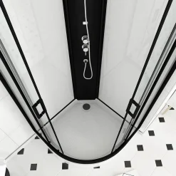 Aurlane Cabine de douche LIFT UP BLACK 1/4 de cercle 85x85x235cm* Cabine De Douche