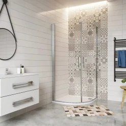 AICA Sanitaire Cabine de Douche Quart de Cercle 80x80x195 cm -Portes Pivotantes 180 degrés- Verre Sécurisé 6 mm