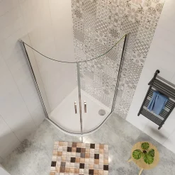 AICA Sanitaire Cabine de Douche Quart de Cercle 80x80x195 cm -Portes Pivotantes 180 degrés- Verre Sécurisé 6 mm