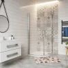 AICA Sanitaire Cabine de Douche Quart de Cercle 90x90x195 cm -Portes Pivotantes 180 degrés-Verre Sécurisé 6 mm* Cabine De Douche