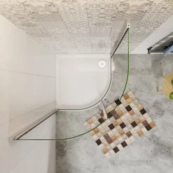 AICA Sanitaire Cabine de Douche Quart de Cercle 90x90x195 cm -Portes Pivotantes 180 degrés-Verre Sécurisé 6 mm* Cabine De Douche
