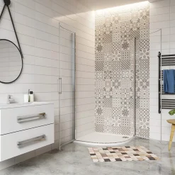 AICA Sanitaire Cabine de Douche Quart de Cercle 90x90x195 cm -Portes Pivotantes 180 degrés-Verre Sécurisé 6 mm* Cabine De Douche