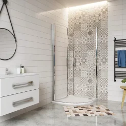 AICA Sanitaire Cabine de Douche Quart de Cercle 90x90x195 cm -Portes Pivotantes 180 degrés-Verre Sécurisé 6 mm* Cabine De Douche