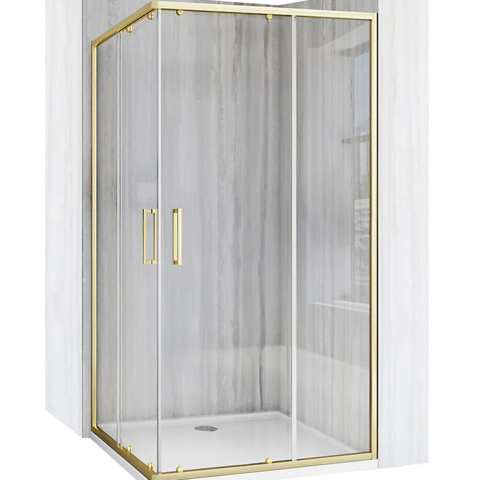 Rea Cabine de douche City Brushed Gold 80x100