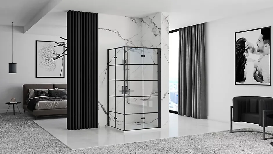 Rea Cabine de douche Molier Double Black 80x80* Paroi De Douche