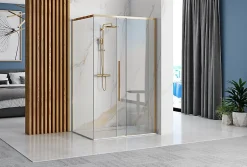 Rea Cabine De Douche Solar 80X100 Gold + Receveur De Douche Savoy White
